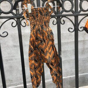 African Print brown baby jumpsuit - New
